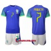 Virallinen Fanipaita + Shortsit Brasilia Lucas Paqueta 7 Vieraspelipaita MM-Kisat 2022 - Lasten